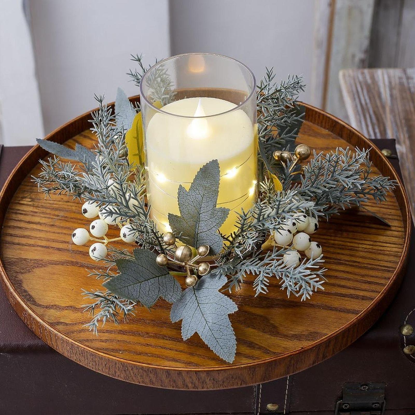 Candle Holder Decor - Ghirlanda di Candele con Fiori Artificiali
