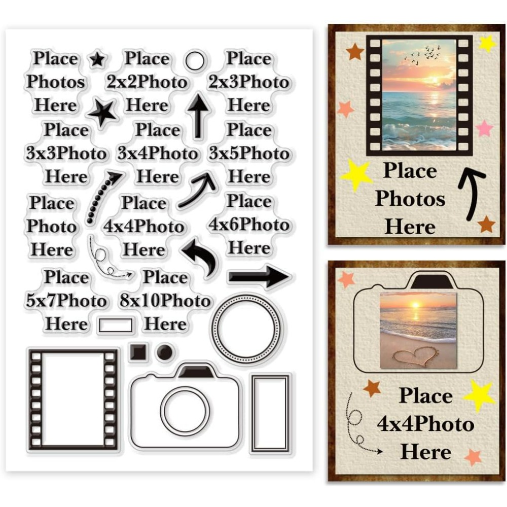 Picture Frame - Luogo foto qui Timbro trasparente Freccia