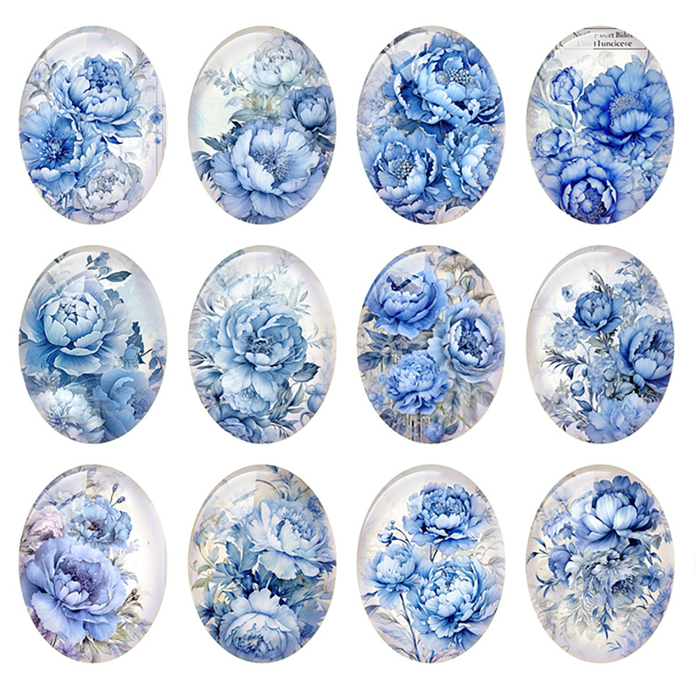 Vase Decor - Misto casuale rotondo/ovale/quadrato blu poeny fiore