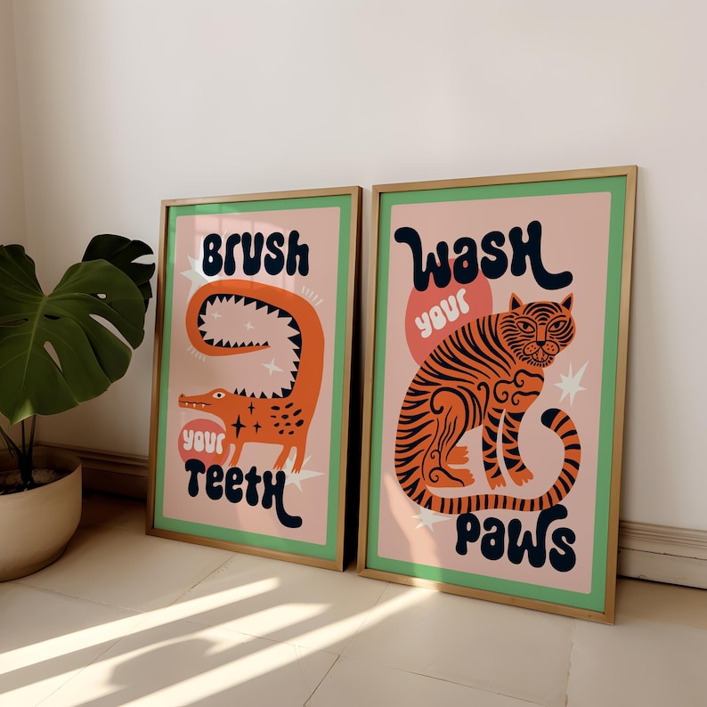 Abstract Canvas Set - 2 pz/set Tigre Lavare Le Zampe