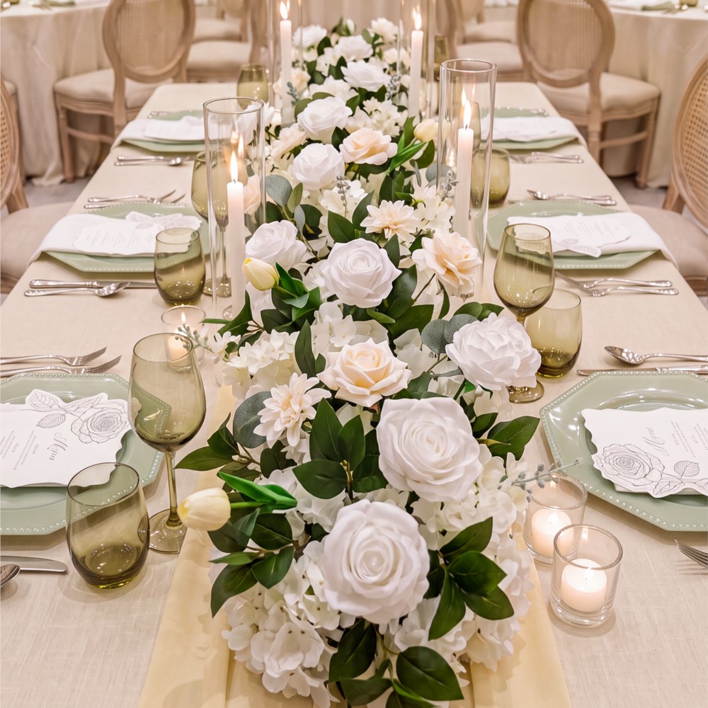 Uflower Rose Greenery Flower R - Table Runner recensione e prezzo