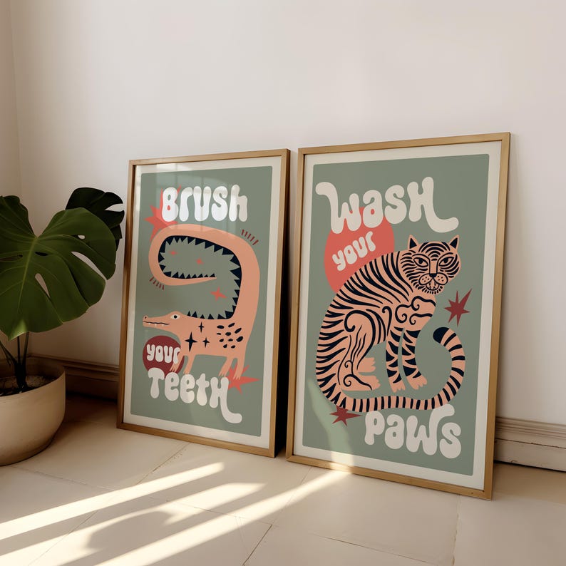 2 pz/set Tigre Lavare Le Zampe - Abstract Canvas Set recensione e prezzo