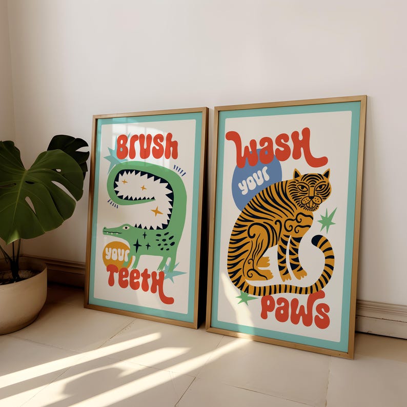 2 pz/set Tigre Lavare Le Zampe - Abstract Canvas Set recensione e prezzo