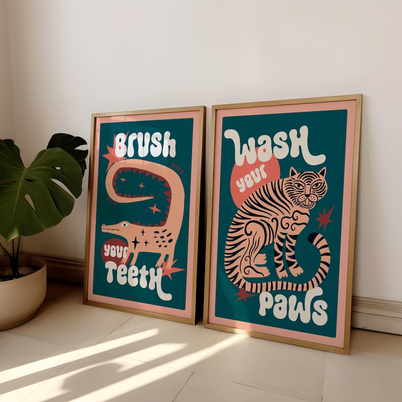 2 pz/set Tigre Lavare Le Zampe - Abstract Canvas Set recensione e prezzo